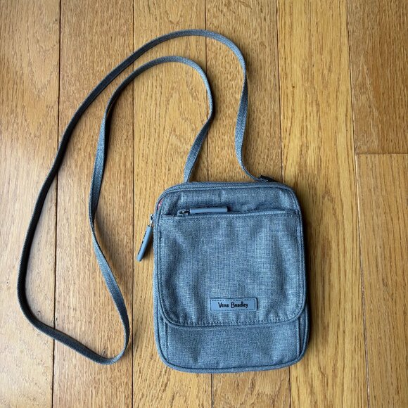 Vera Bradley CARBON GRAY Microfiber Mini Hipster Crossbody Bag - Picture 1 of 5